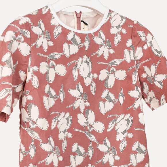 Marni Mauve Cotton & Silk Floral-Print Asymmetrical Top - Picture 3 of 10